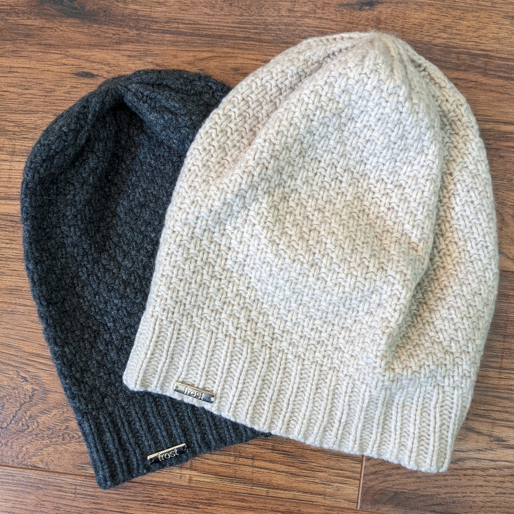 Set of two lightweight cashmere beanies. perfect for spring